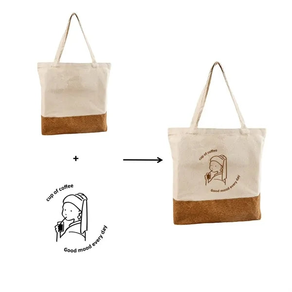 Eco-Friendly Cork Base Canvas Tote Bag Shopper Handbag