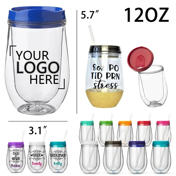 12oz Plastic Wine Tumbler