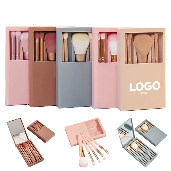 Travel Makeup Brush 5 Set With Mirror