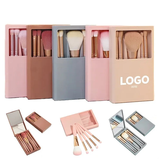 Travel Makeup Brush 5 Set With Mirror