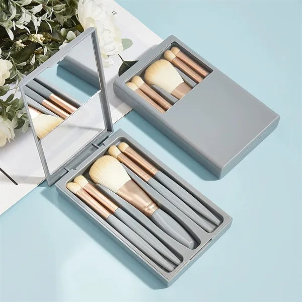 Travel Makeup Brush 5 Set With Mirror