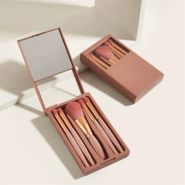 Travel Makeup Brush 5 Set With Mirror