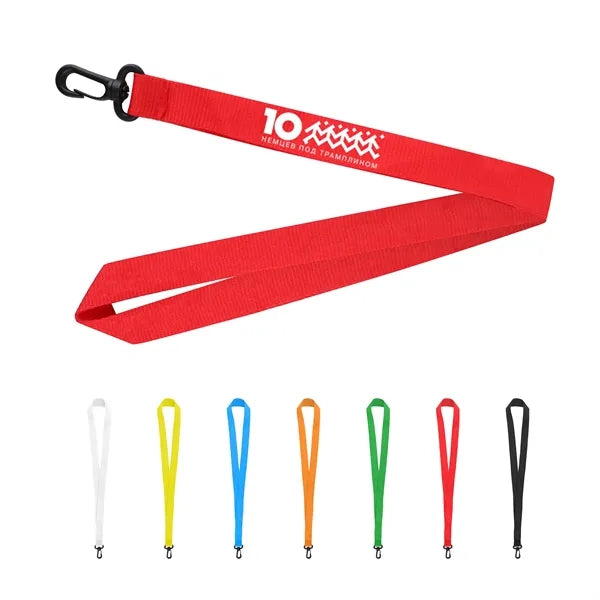 3/4" Nylon Flat Badge Holder Lanyard Strap W/ Plastic J Hook
