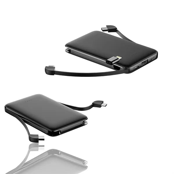Power Bank 5000 mAh with Integrated Charging Cables