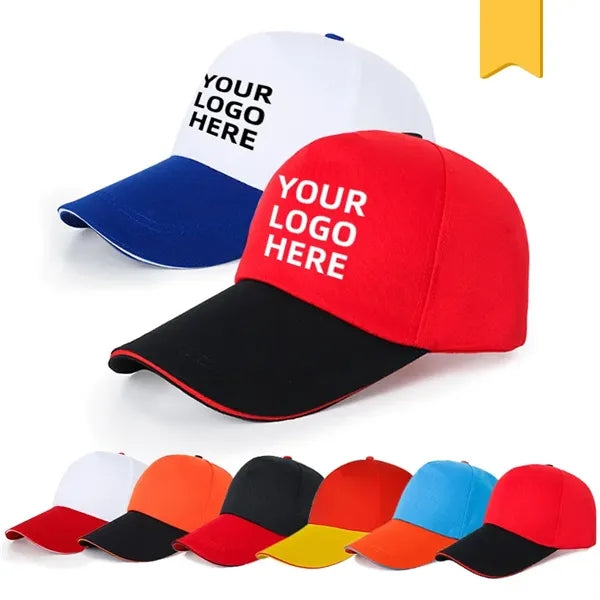 5 Panel Two-Tone Adjustable Cotton Twill Baseball Cap