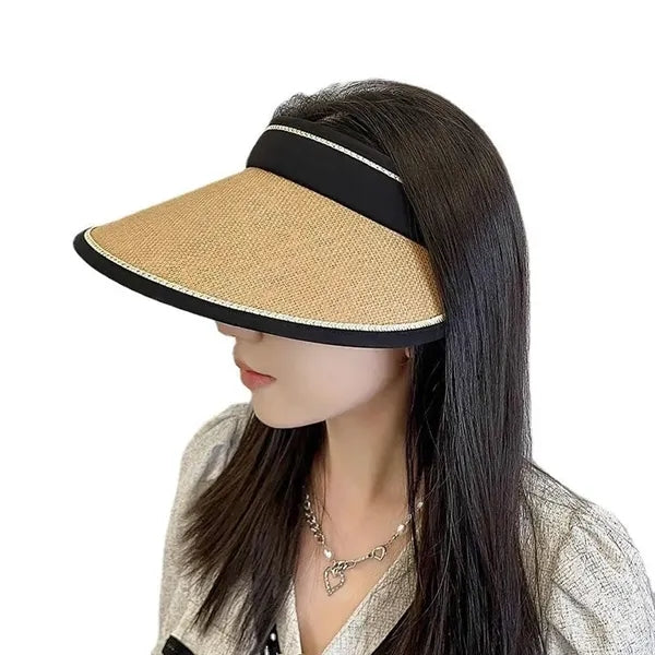 Foldable UPF50+ Straw Visor Hat for Outdoor Adventures