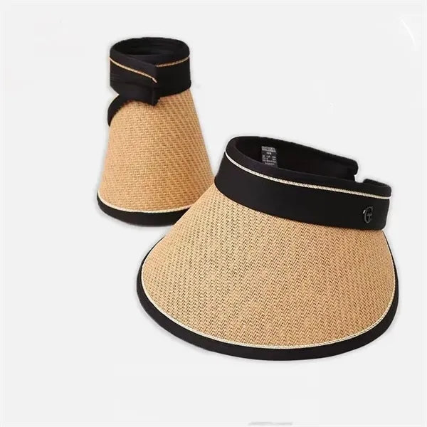 Foldable UPF50+ Straw Visor Hat for Outdoor Adventures