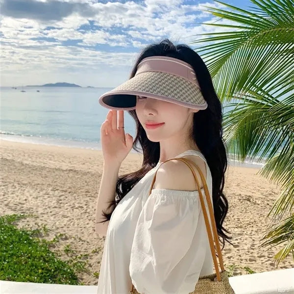 Foldable UPF50+ Straw Visor Hat for Outdoor Adventures