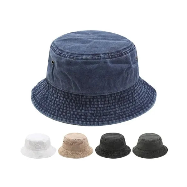 Vintage Washed Cotton Bucket Hat - Unisex Sun Protection