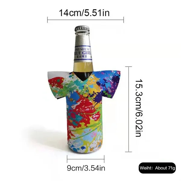 12oz R-Neck T-Shirt Neoprene Bottle Cooler with Full-Print