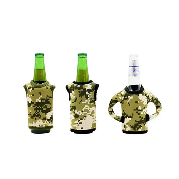 12oz R-Neck T-Shirt Neoprene Bottle Cooler with Full-Print