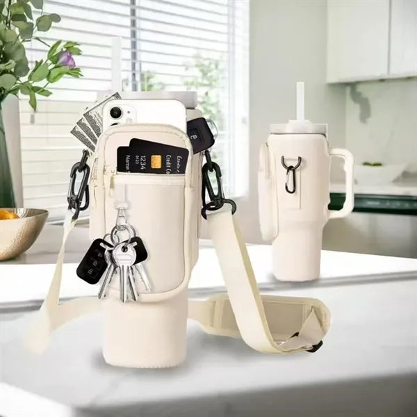 Insulated Tumbler Sleeve with Shoulder Strap