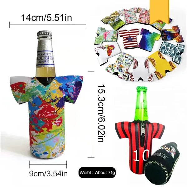 12oz R-Neck T-Shirt Neoprene Bottle Cooler with Full-Print