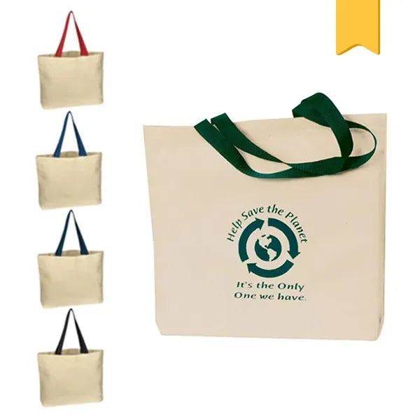 Eco-Friendly Printed Cotton Tote Customizable Handle Colors
