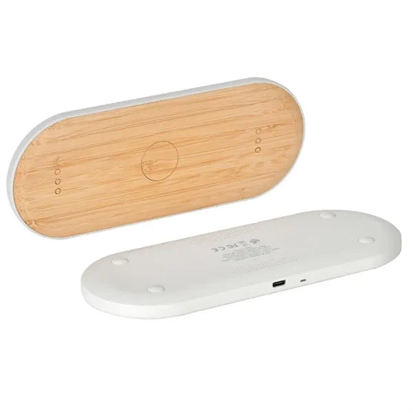 Bamboo Wireless Charging Pad With Speakers