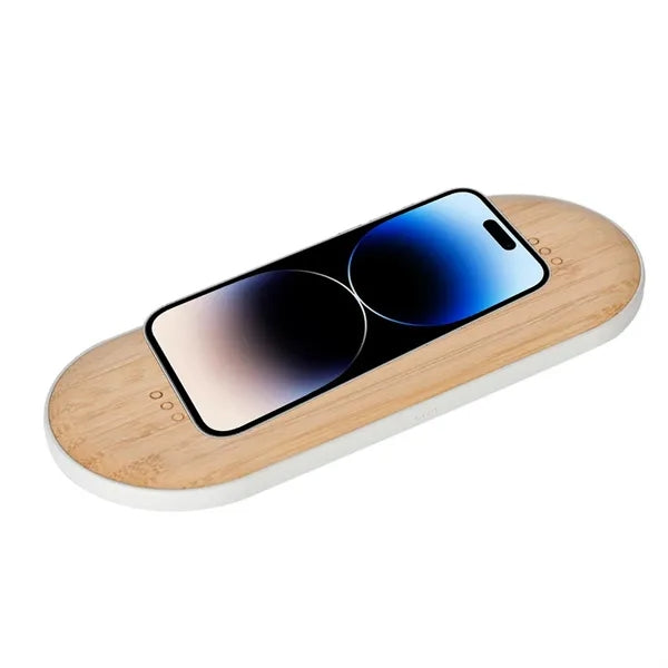 Bamboo Wireless Charging Pad With Speakers