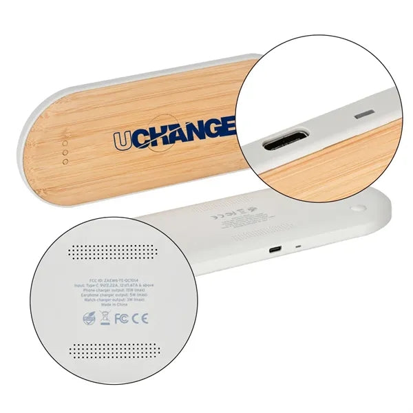 Bamboo Wireless Charging Pad With Speakers