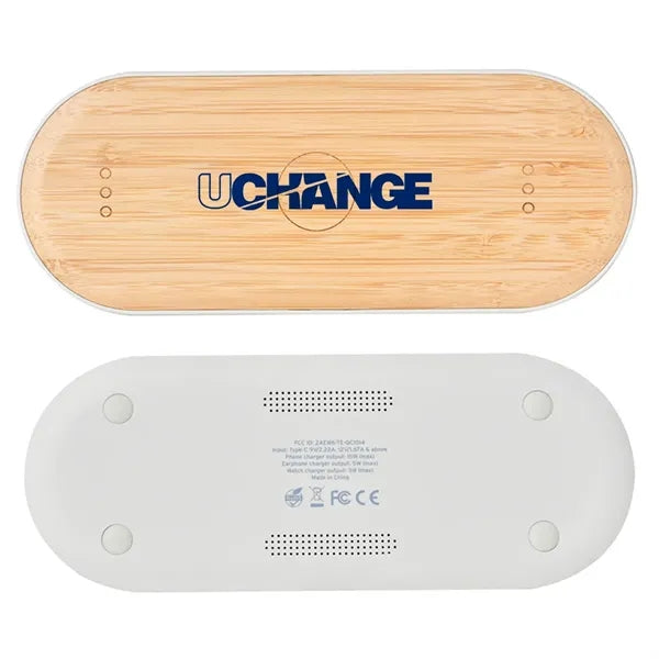 Bamboo Wireless Charging Pad With Speakers
