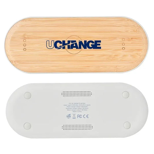 Bamboo Wireless Charging Pad With Speakers
