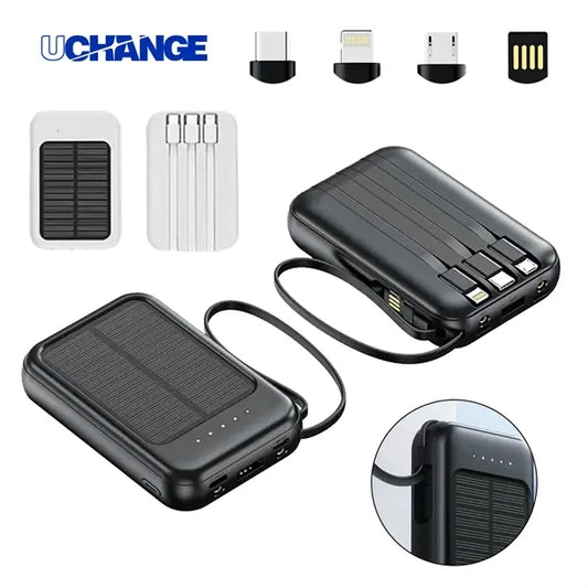 3 In 1 Solar Power Bank W/ Built In Cables And LED Indicator