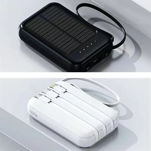3 In 1 Solar Power Bank W/ Built In Cables And LED Indicator