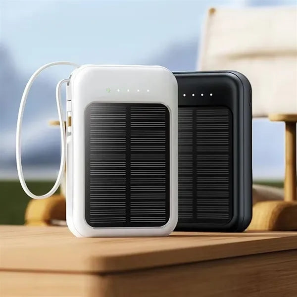 3 In 1 Solar Power Bank W/ Built In Cables And LED Indicator