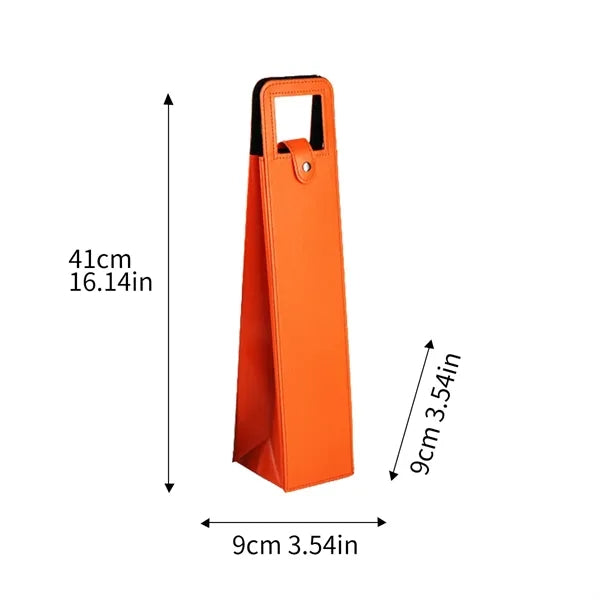 PU Leather Single Bottle Wine Tote With Handle Slot
