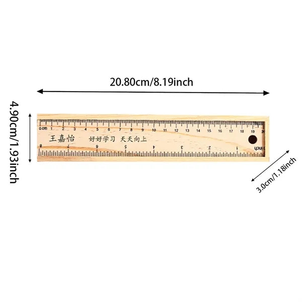 Wooden Ruler Pencil-Box With 12 Colored Pencils