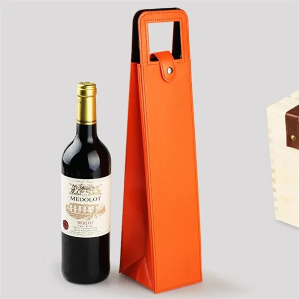 PU Leather Single Bottle Wine Tote With Handle Slot