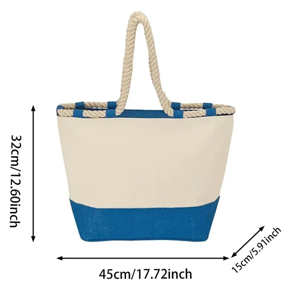 20L Durable Canvas Beach Tote Bag With Rope Handles