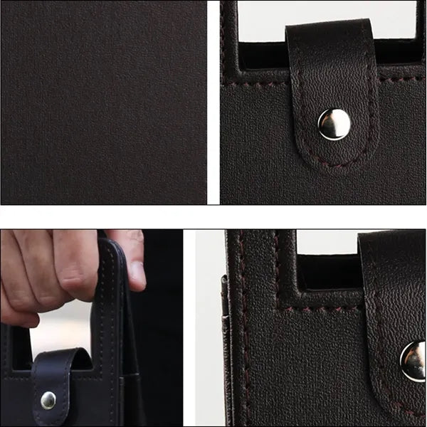 PU Leather Single Bottle Wine Tote With Handle Slot