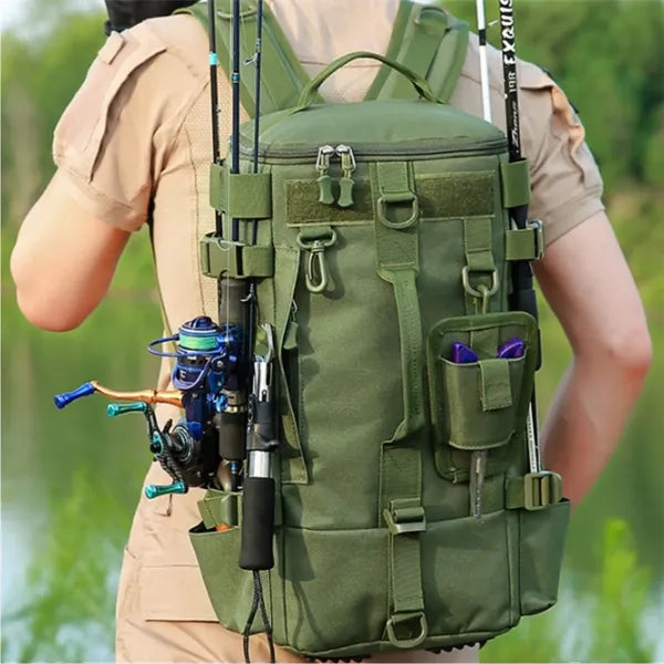 15L Tactical Fishing Backpack With Rod Holders