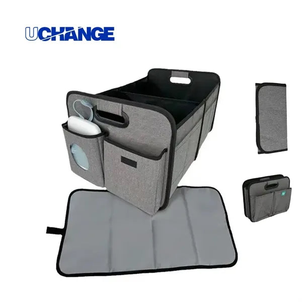 Collapsible Storage Car Trunk Organizer With Changing Mat
