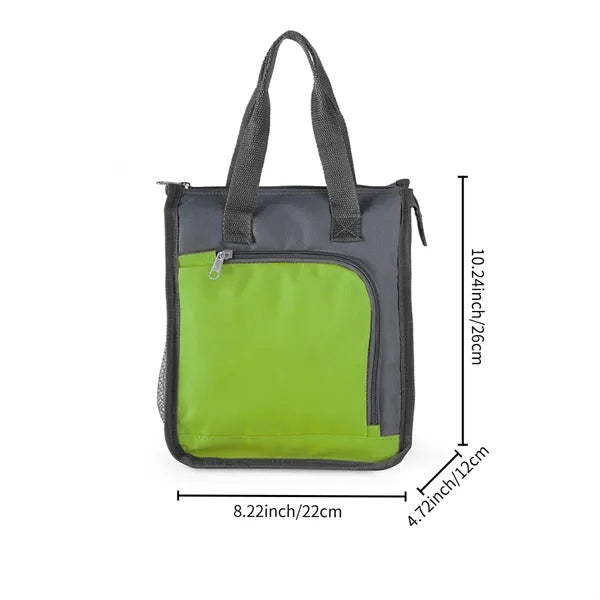Portable Insulated Lunch Cooler Bag With Front & Mesh Pocket