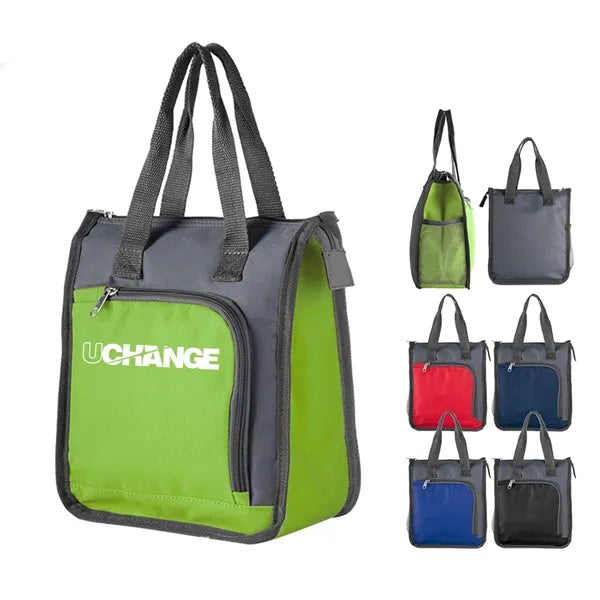 Portable Insulated Lunch Cooler Bag With Front & Mesh Pocket