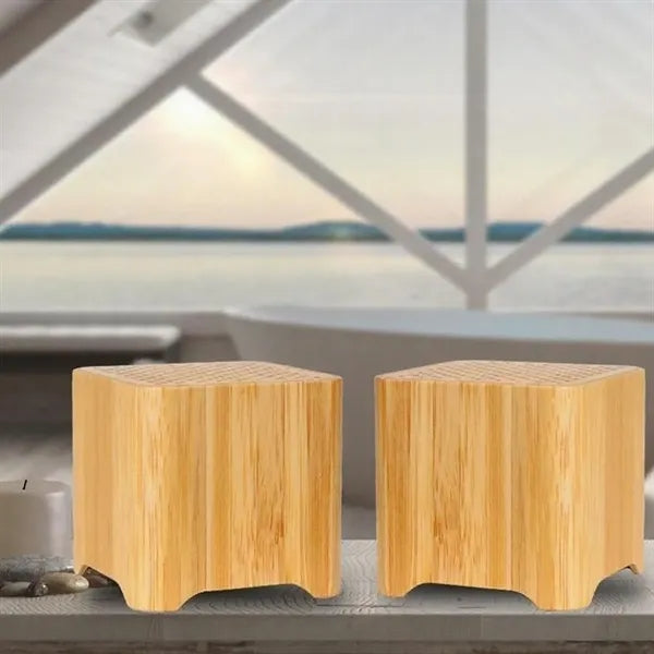 Eco-Friendly Bamboo Wood Cube Bluetooth Wireless Speaker