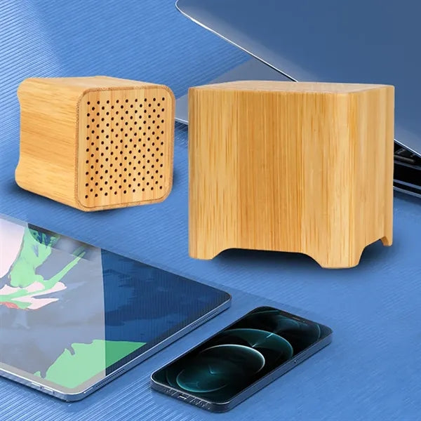 Eco-Friendly Bamboo Wood Cube Bluetooth Wireless Speaker