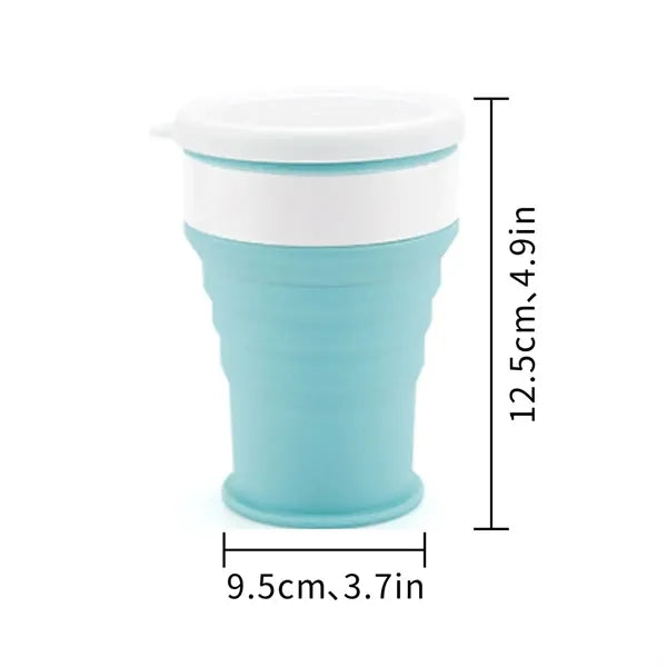 350ml Collapsible Silicone Travel Cup With Lid