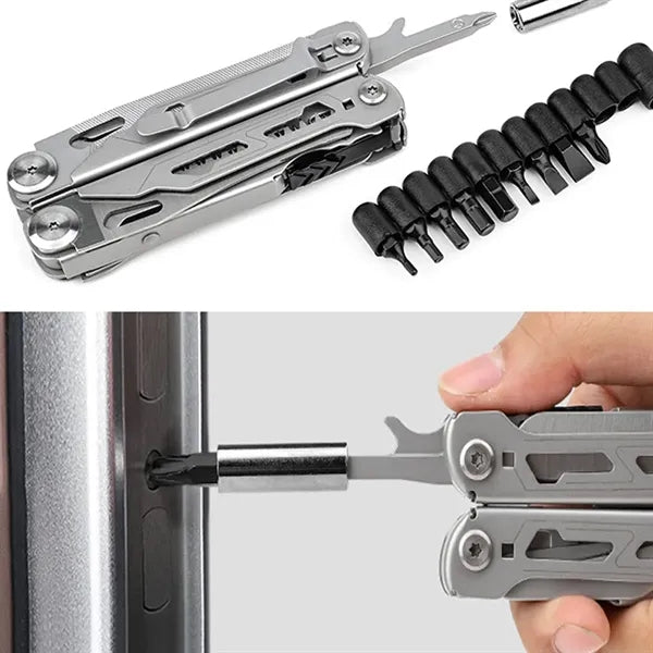 16-in-1 Stainless Steel Multi-Tool Pliers With Bits