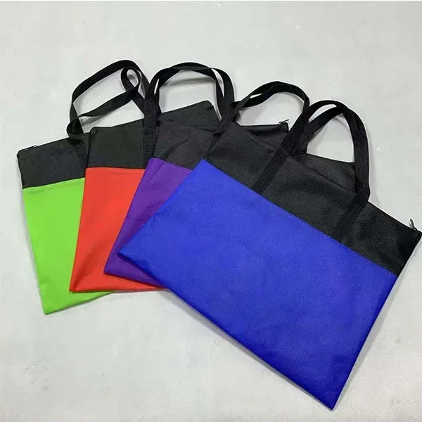 Non Woven Shopping Document Grocery Zippered Tote Bag