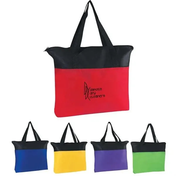 Non Woven Shopping Document Grocery Zippered Tote Bag