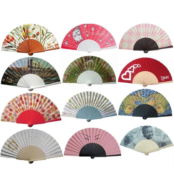 Foldable Fabric Bamboo Hand Fan for Women
