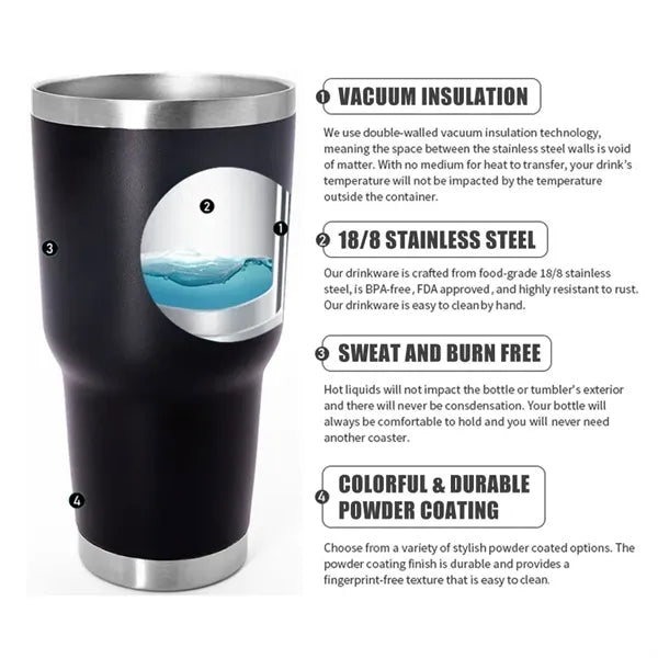 Stainless Steel Insulated 30oz Travel Mug Vacuum Tumbler