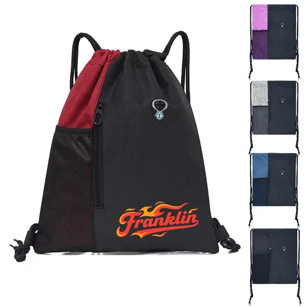 Nylon Colorblock Drawstring Bag