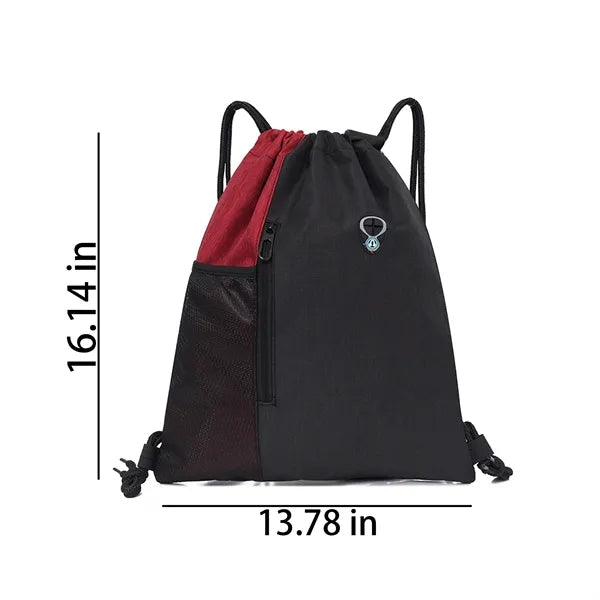 Nylon Colorblock Drawstring Bag