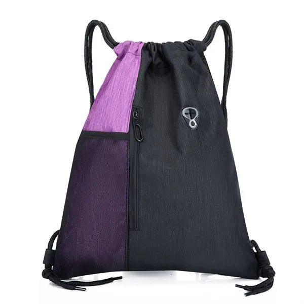Nylon Colorblock Drawstring Bag