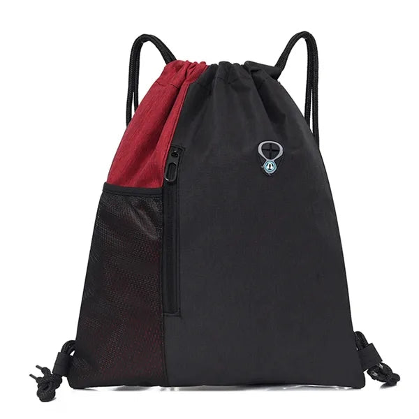 Nylon Colorblock Drawstring Bag