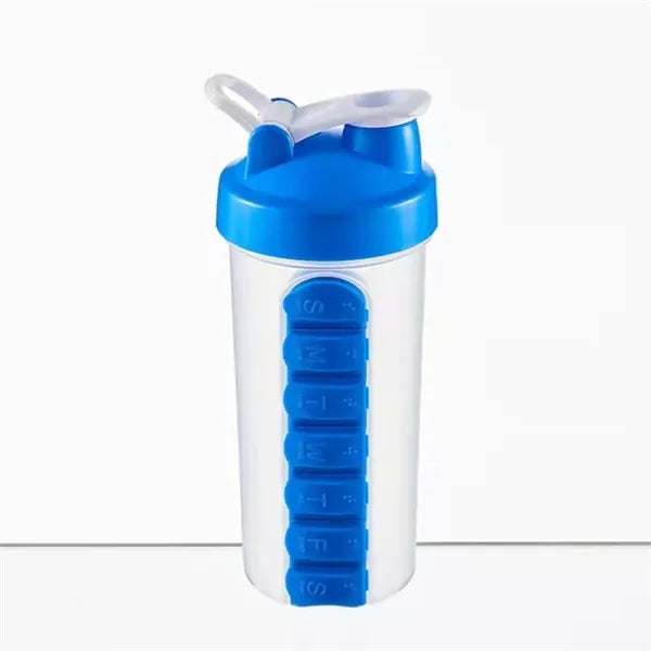 2-in-1 Personal Pill Organizers Shaker Bottle 24 oz.