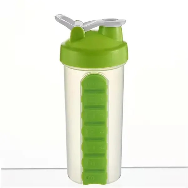 2-in-1 Personal Pill Organizers Shaker Bottle 24 oz.