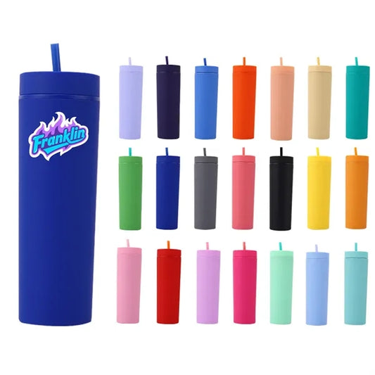 16oz Double Wall Straw Plastic Cup